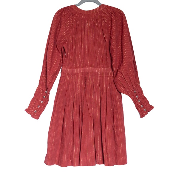 ULLA JOHNSON Rory Mini Dress - Long Sleeve Shimmer Striped in Red - Size 0 NWT - Picture 3 of 16